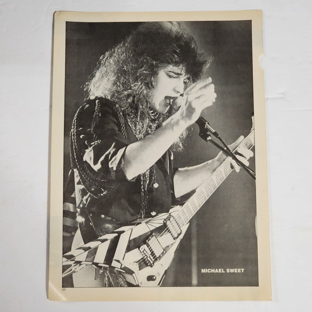 Michael Sweet Stryper B&W pinup poster clipping vintage 80s 8x10